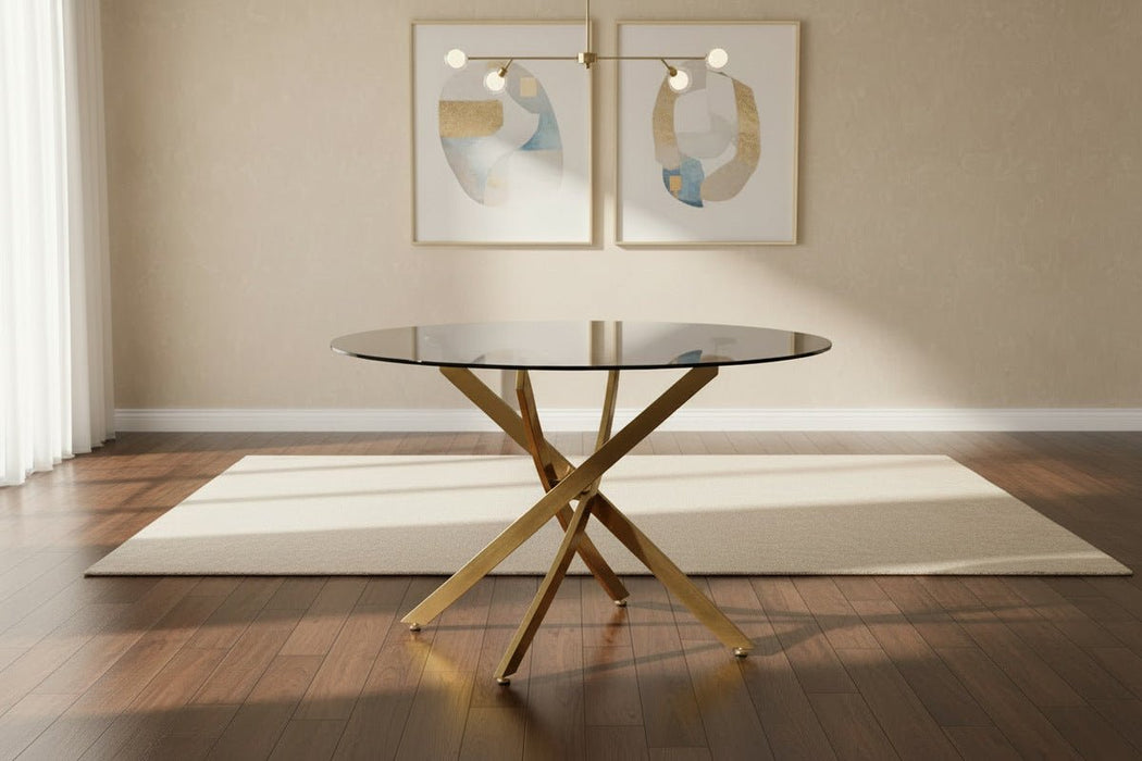 Veronica Round Dining Table – Gold & Glass - Luminex FurnitureDining TableMON120