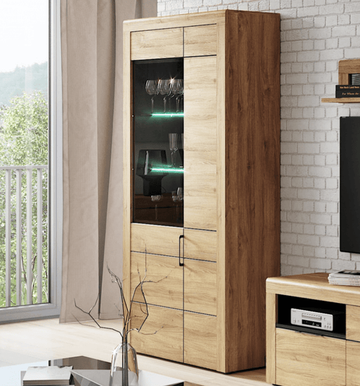 Vespera Camargue Oak & Black Large Display Cabinet - Luminex FurnitureDrinks Cabinet, Living, Dining2707