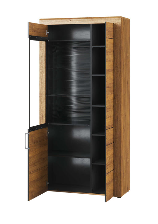 Vespera Camargue Oak & Black Large Display Cabinet - Luminex FurnitureDrinks Cabinet, Living, Dining2707