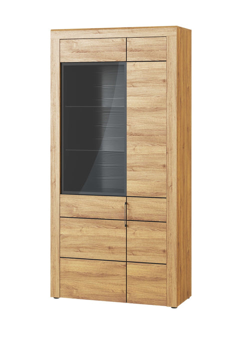 Vespera Camargue Oak & Black Large Display Cabinet - Luminex FurnitureDrinks Cabinet, Living, Dining2707