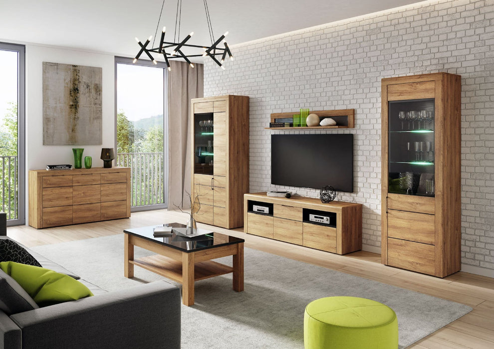 Vespera Camargue Oak & Black Large TV Cabinet - Luminex FurnitureTV Unit2708