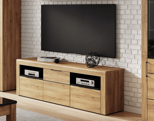 Vespera Camargue Oak & Black Large TV Cabinet - Luminex FurnitureTV Unit2708
