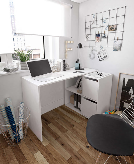 Vierra Arctic White Reversible Desk with Storage - Luminex FurnitureDesk2933