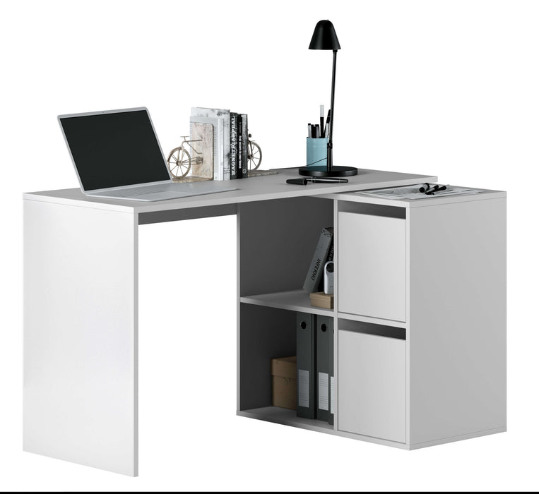 Vierra Arctic White Reversible Desk with Storage - Luminex FurnitureDesk2933