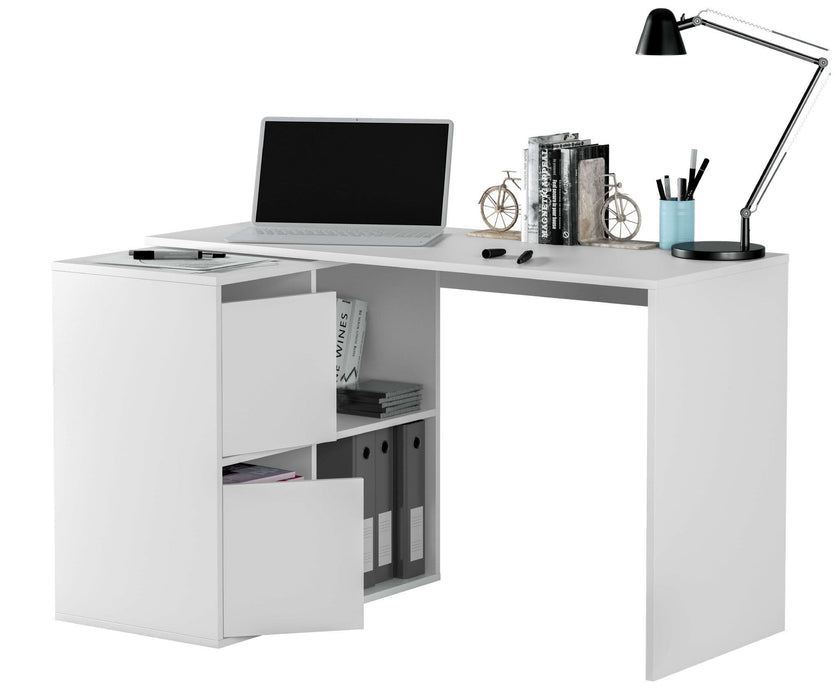 Vierra Arctic White Reversible Desk with Storage - Luminex FurnitureDesk2933
