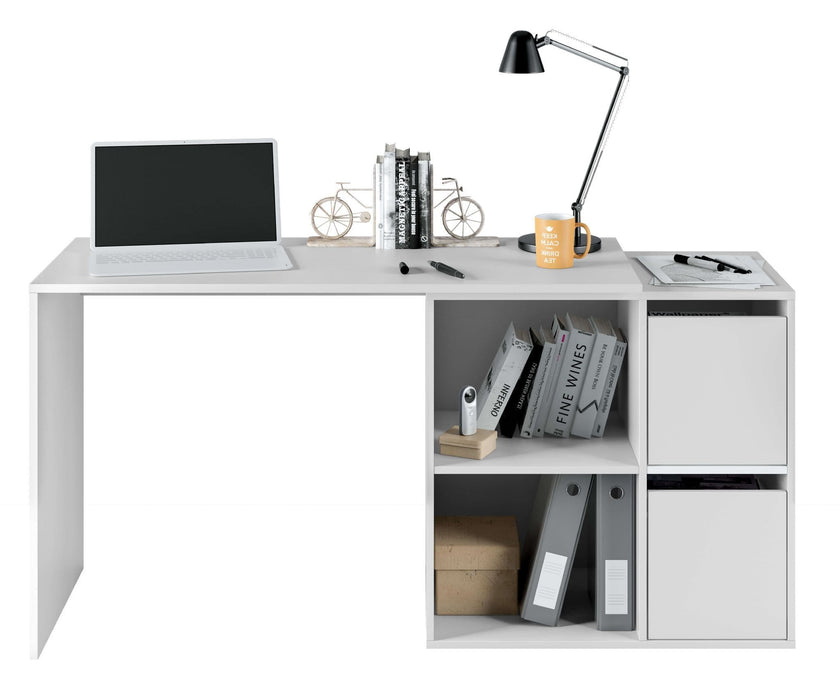 Vierra Arctic White Reversible Desk with Storage - Luminex FurnitureDesk2933