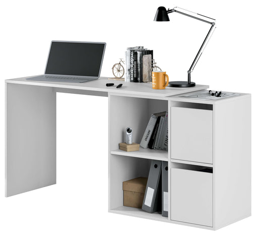 Vierra Arctic White Reversible Desk with Storage - Luminex FurnitureDesk2933