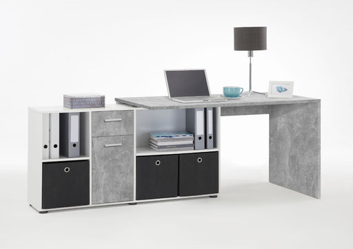 Vierra Concrete Grey & Alpine White Flexi Corner Desk - Luminex FurnitureDesk2644