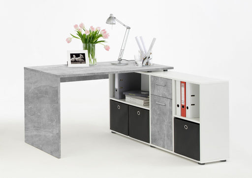 Vierra Concrete Grey & Alpine White Flexi Corner Desk - Luminex FurnitureDesk2644