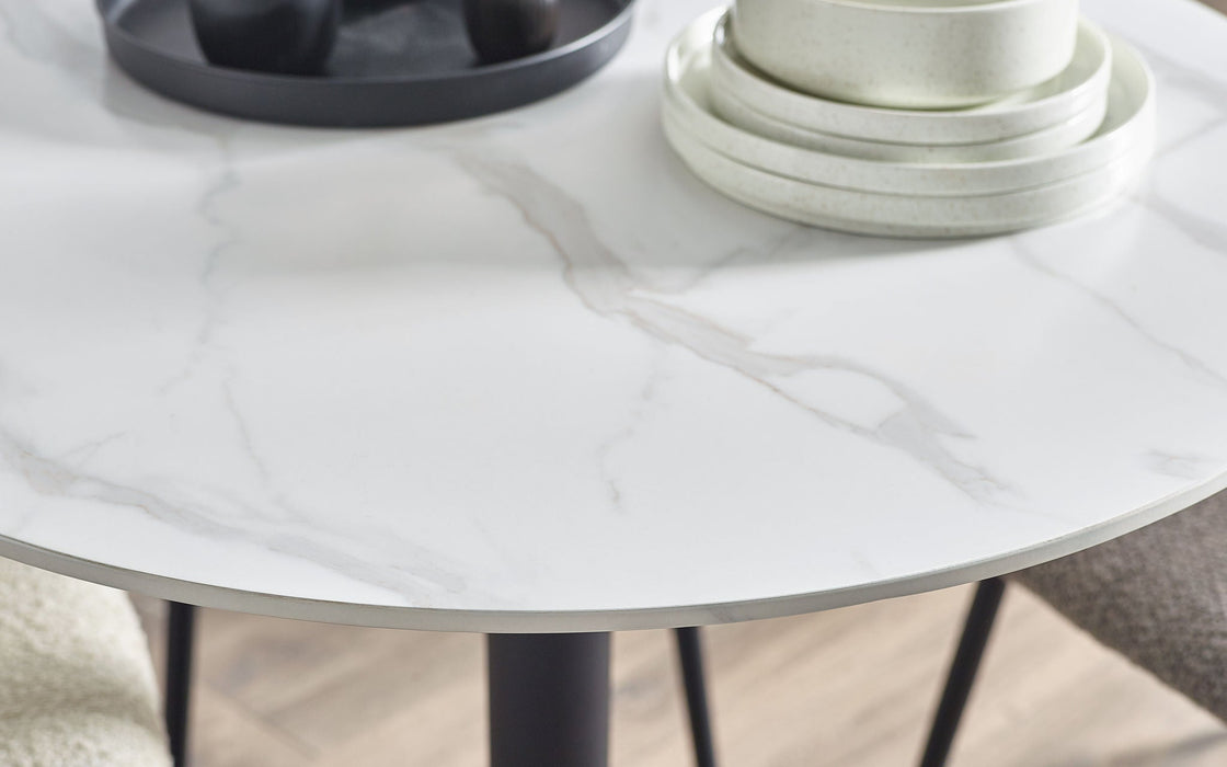 Violet Round Dining Table – White Marble Effect - Luminex FurnitureDining TableLUC301