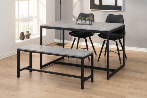 Viviana Concrete - effect Dining Table, Bench & 2 Black Chairs – Industrial Dining Set - Luminex FurnitureDining SetSTA204