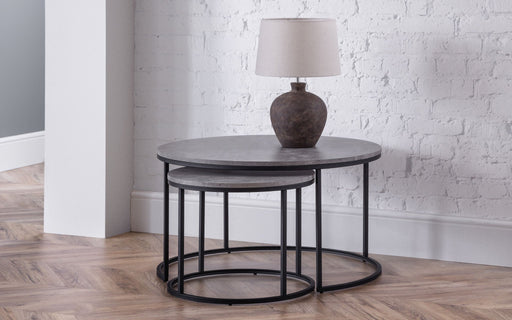Viviana Round Nesting Coffee Tables – Concrete Effect - Luminex FurnitureCoffee TableSTA107