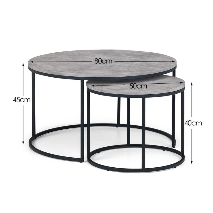 Viviana Round Nesting Coffee Tables – Concrete Effect - Luminex FurnitureCoffee TableSTA107