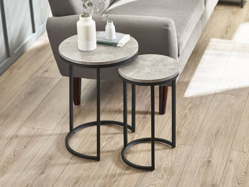 Viviana Round Nesting Side Tables – Concrete Effect - Luminex FurnitureLamp TableSTA109