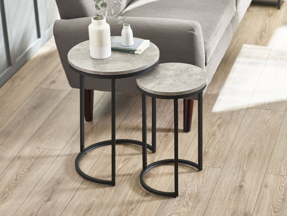 Viviana Round Nesting Side Tables – Concrete Effect - Luminex FurnitureLamp TableSTA109