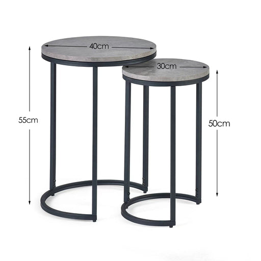 Viviana Round Nesting Side Tables – Concrete Effect - Luminex FurnitureLamp TableSTA109