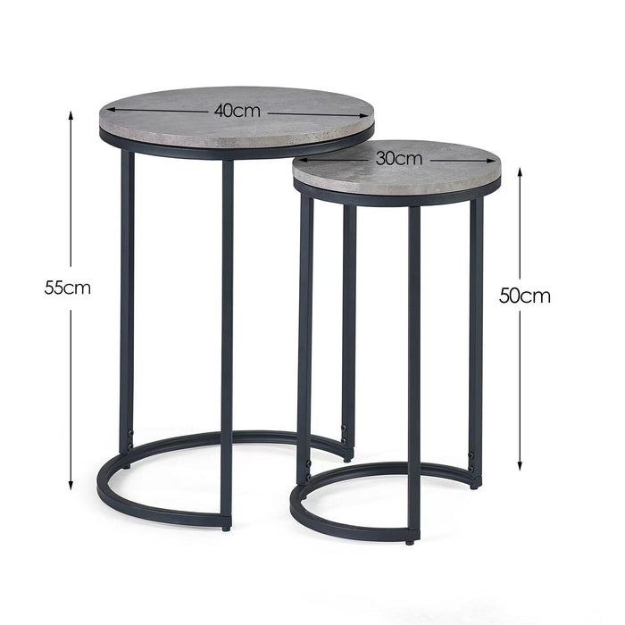 Viviana Round Nesting Side Tables – Concrete Effect - Luminex FurnitureLamp TableSTA109