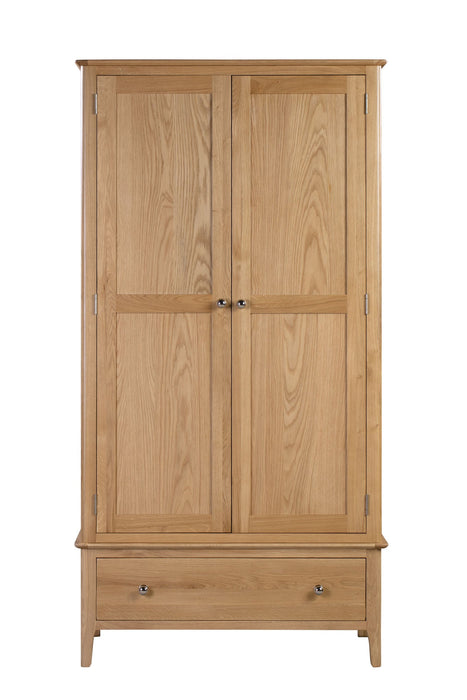 Vivienne 2 Door 1 Drawer Wardrobe – Solid Oak - Luminex FurnitureWardrobeCOT104