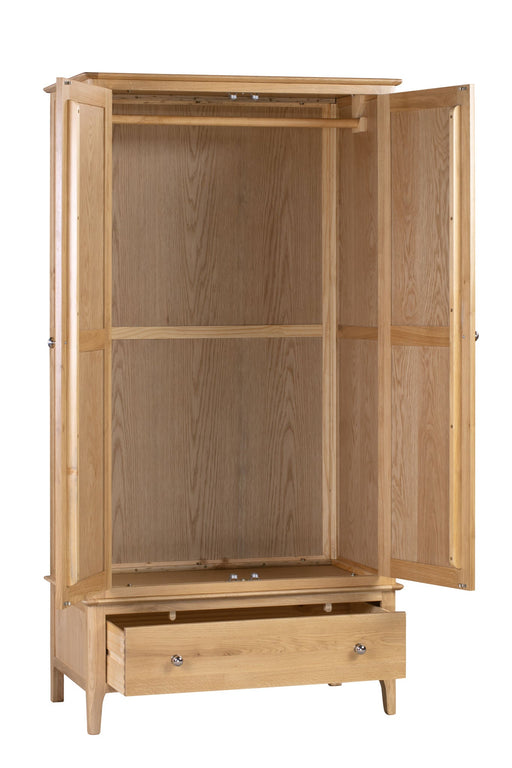 Vivienne 2 Door 1 Drawer Wardrobe – Solid Oak - Luminex FurnitureWardrobeCOT104