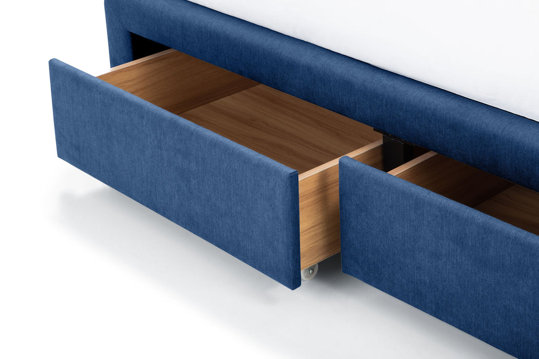 Vivienne 4 Drawer Bed Blue - Luminex FurnitureFabric BedsFUL012