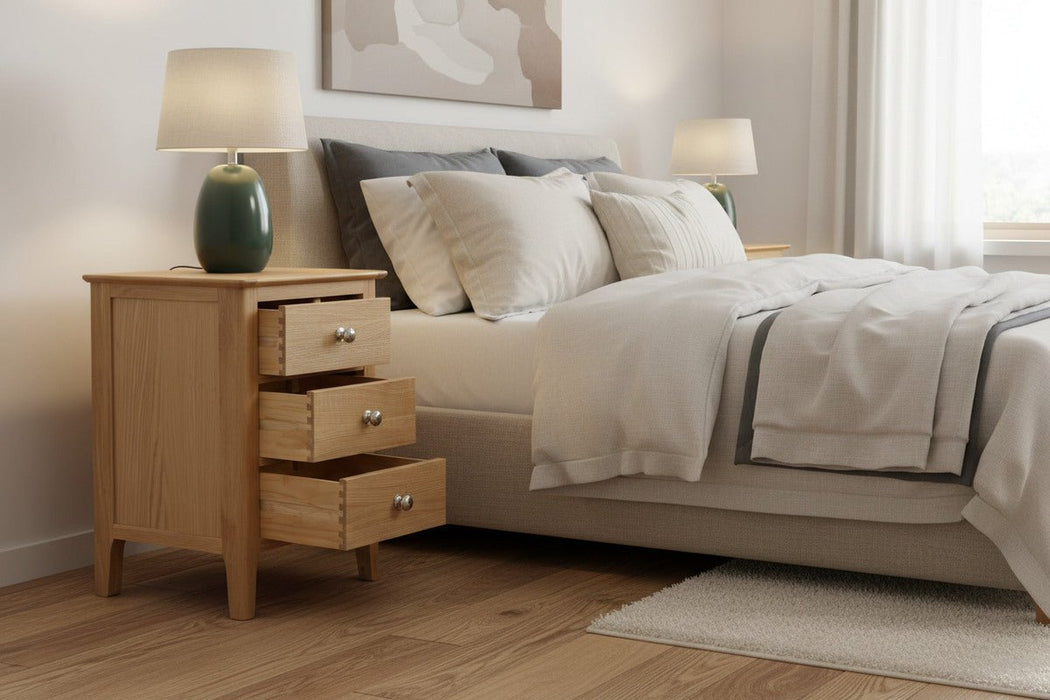 Vivienne Oak 3 Drawer Bedside Table - Luminex FurnitureBedside TableCOT101