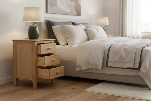 Vivienne Oak 3 Drawer Bedside Table - Luminex FurnitureBedside TableCOT101