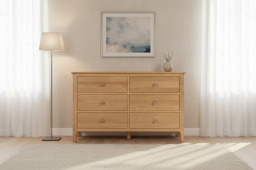 Vivienne Oak 6 Drawer Wide Chest of Drawers - Luminex FurnitureChest of drawersCOT103