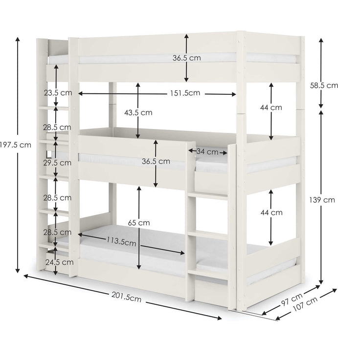 Voyage Loft Trio Bunk Bed – Surf White - Luminex FurnitureBunk BedTRI602