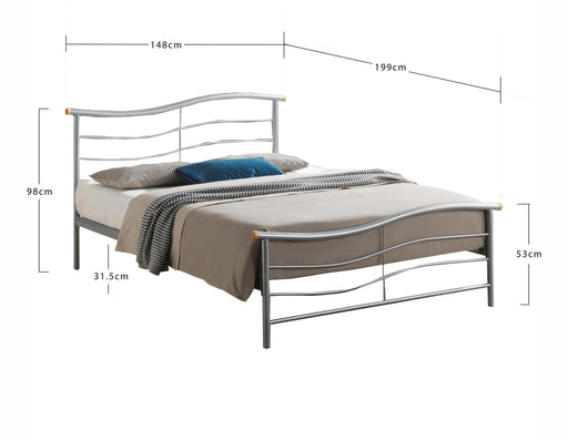 Waverley Metal Bed Frame - Silver - Luminex FurnitureBedWAV3