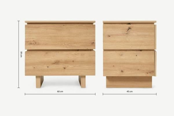 Woodmere Artisan Oak Effect 2 - Drawer Bedside Cabinet - LuminexFurnitureBedside Table3284