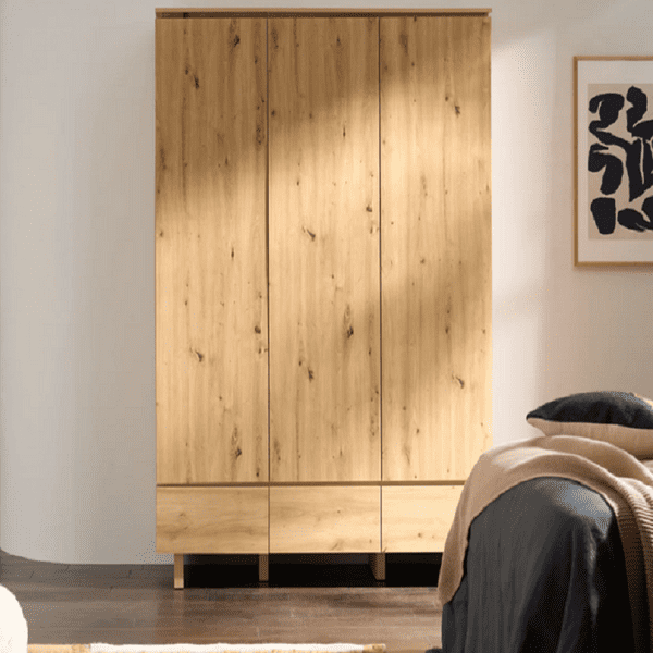 Woodmere Artisan Oak Effect 3 - Door 3 - Drawer Wardrobe - LuminexFurnitureWardrobe3288