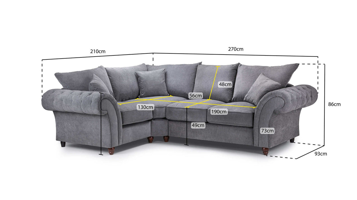 Xanthe Grey Left Hand Corner Sofa – Fullback 4 Seater - Luminex FurnitureSofaswindsor_fullback_sofa_grey_left_hand_facing_corner