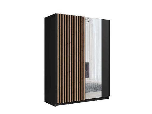 Xavier Black & Oak Sliding Wardrobe 200cm – Mirrored Storage - Luminex FurnitureWardrobedalia_black_oak_200