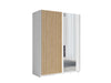 Xavier White & Oak Sliding Wardrobe 150cm – Mirrored Storage - Luminex FurnitureWardrobedalia_white_oak_150