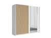 Xavier White & Oak Sliding Wardrobe 200cm – Mirrored Storage - Luminex FurnitureWardrobedalia_white_oak_200