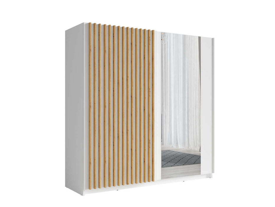 Xavier White & Oak Sliding Wardrobe 200cm – Mirrored Storage - Luminex FurnitureWardrobedalia_white_oak_200