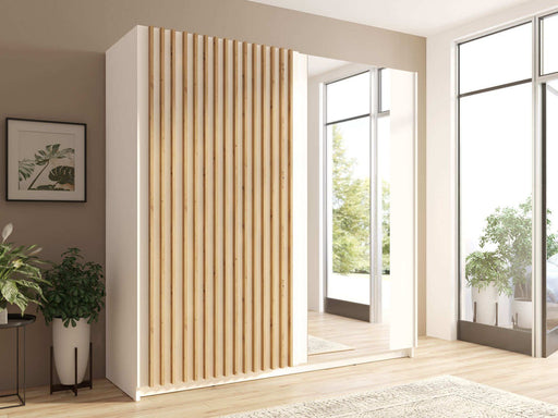 Xavier White & Oak Sliding Wardrobe 200cm – Mirrored Storage - Luminex FurnitureWardrobedalia_white_oak_200