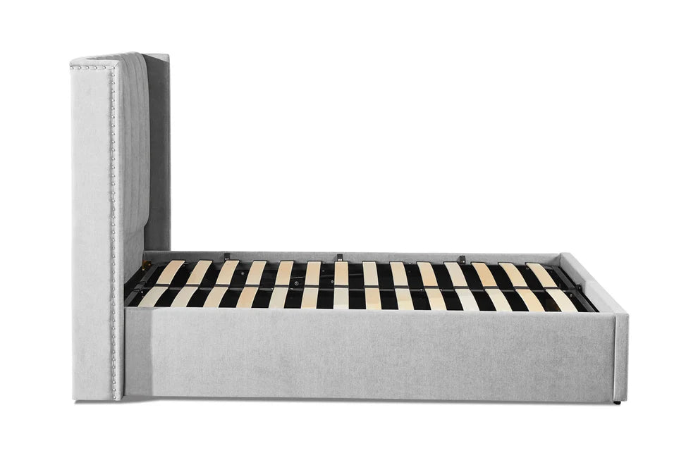 Yvette Grey Double Bed with Storage – Modern Panel Design - Luminex FurnitureBedamber_double_bed_storage_grey