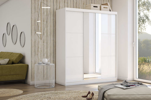Zahara White Sliding Wardrobe 180cm – Mirrored Gloss Design - Luminex FurnitureWardrobecaden_sliding_wardrobe_white_180