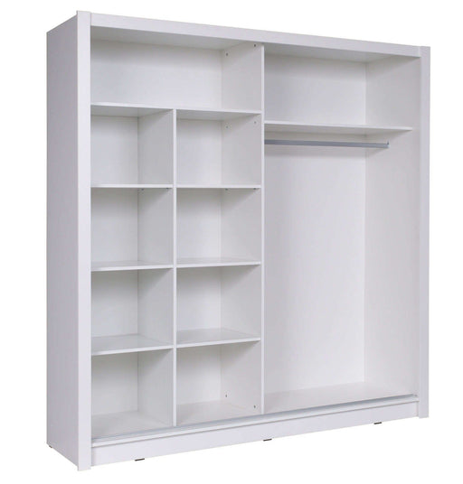 Zanetti White Sliding Wardrobe 205cm – Mirrored Storage - Luminex FurnitureWardrobebaku_white_205
