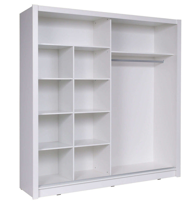 Zanetti White Sliding Wardrobe 205cm – Mirrored Storage - Luminex FurnitureWardrobebaku_white_205