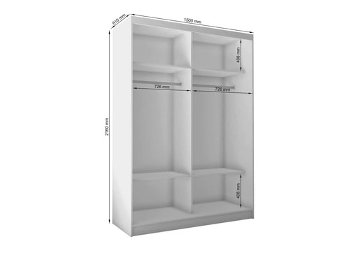 Zephyrine White Sliding Wardrobe 150cm – Mirrored Storage - Luminex FurnitureWardrobefelicity_sliding_wardrobe_white_150