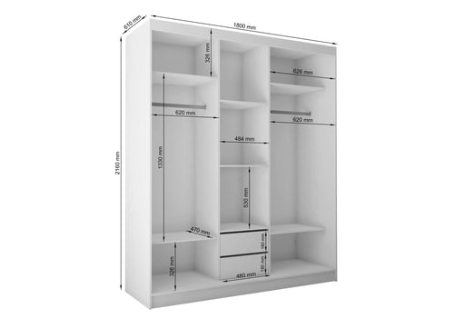 Zephyrine White Sliding Wardrobe 180cm – Mirrored Storage - Luminex FurnitureWardrobefelicity_sliding_wardrobe_white_180