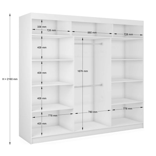 Zephyrine White Sliding Wardrobe 240cm – Mirrored Storage - Luminex FurnitureWardrobefelicity_sliding_wardrobe_white_240
