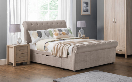 Zinnia 2 Drawer Storage 150cm King Bed - Luminex FurnitureFabric BedsRAV004