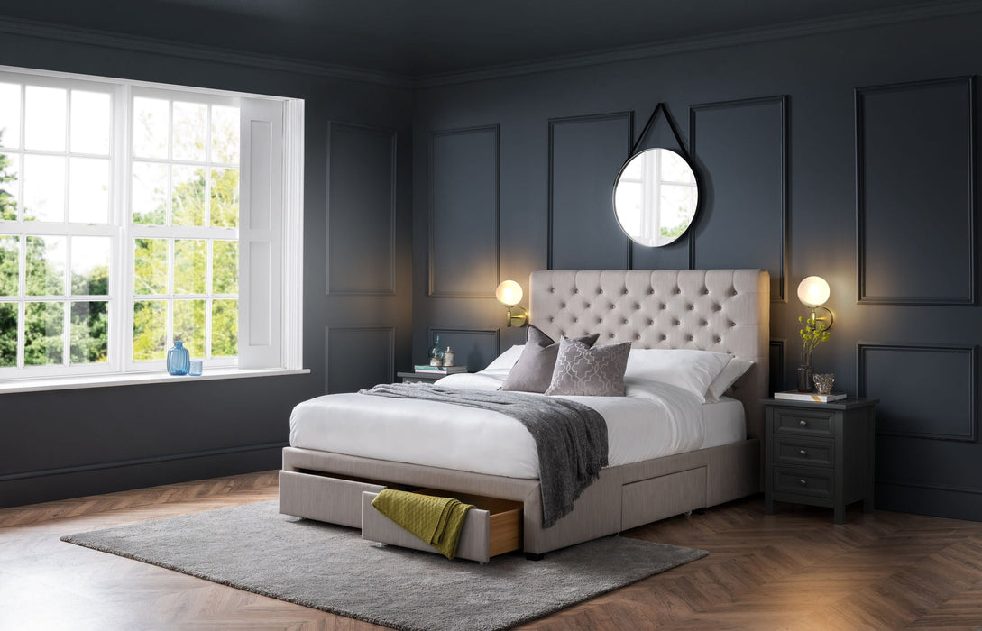 Zinnia 4 Drawer Storage Bed – Grey Linen - Luminex FurnitureFabric BedsWIL001