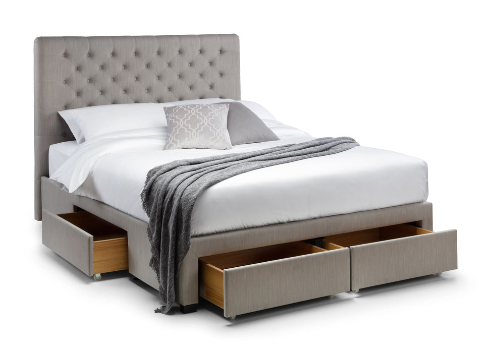 Zinnia 4 Drawer Storage Bed – Grey Linen - Luminex FurnitureFabric BedsWIL002