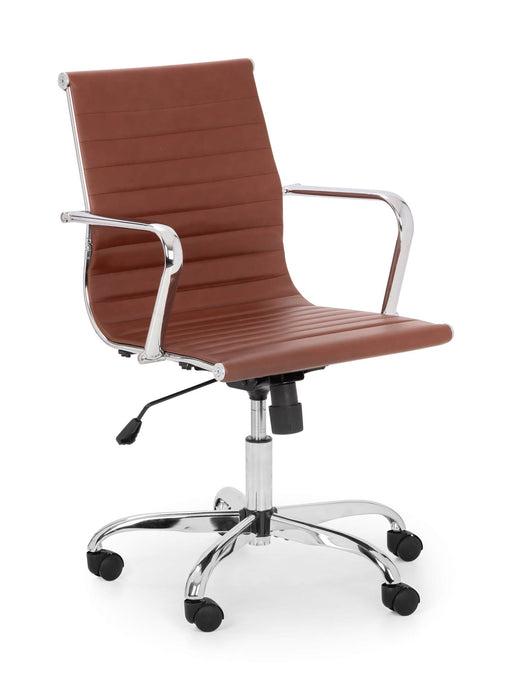 Zyra Brown Faux Leather Office Chair – Chrome Frame - Luminex FurnitureOffice ChairGIO203