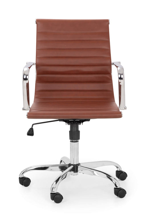 Zyra Brown Faux Leather Office Chair – Chrome Frame - Luminex FurnitureOffice ChairGIO203