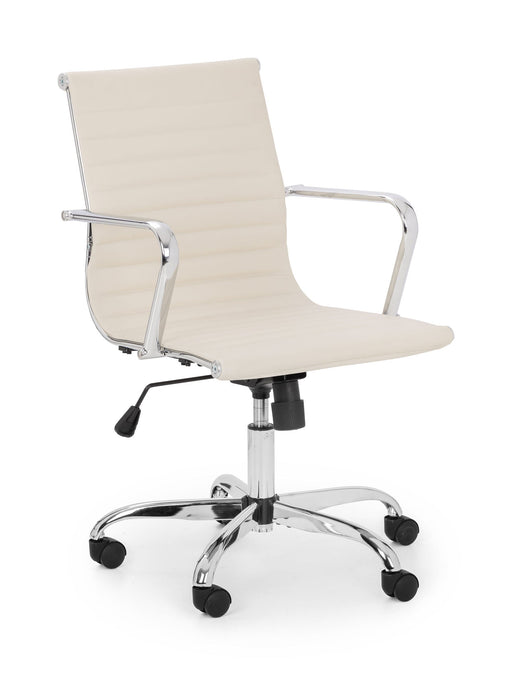 Zyra Ivory Faux Leather Office Chair – Chrome Base - Luminex FurnitureOffice ChairGIO202